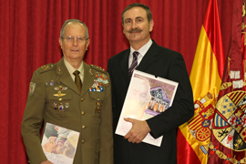 El teniente general Quesada junto al pintor Fº Santana 