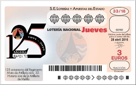 Décimo de lotería con el logotipo del aniversario 