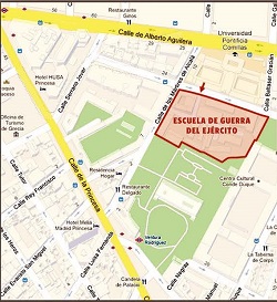 Mapa de localización de la Escuela de Guerra