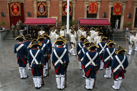The incoming and the outgoing guards prepared for the relief