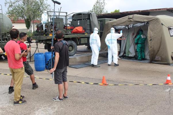 Filming of the decontamination process