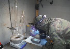 Taking samples in a chemical site