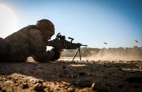 Machine gun fire during the exercise