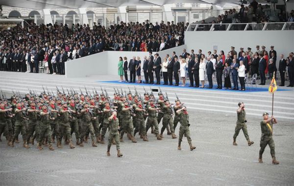 The Company parades in front of important guests.