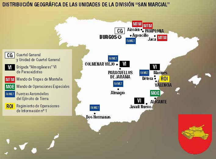 Mapa de España con las Unidades