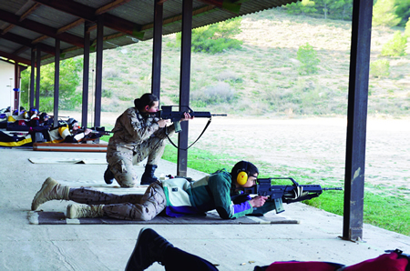 Cadets taking part in a marksmanship competition