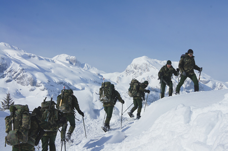 Cadets make a snowshoe march